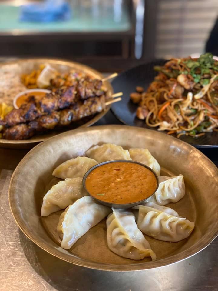 Deliciously momo's, skewers set and chowmein